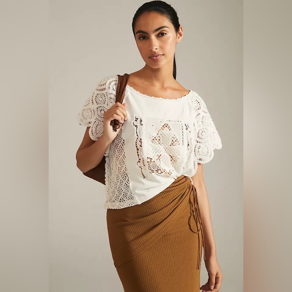 Pilcro Heritage Cropped Hanky Tee sz S